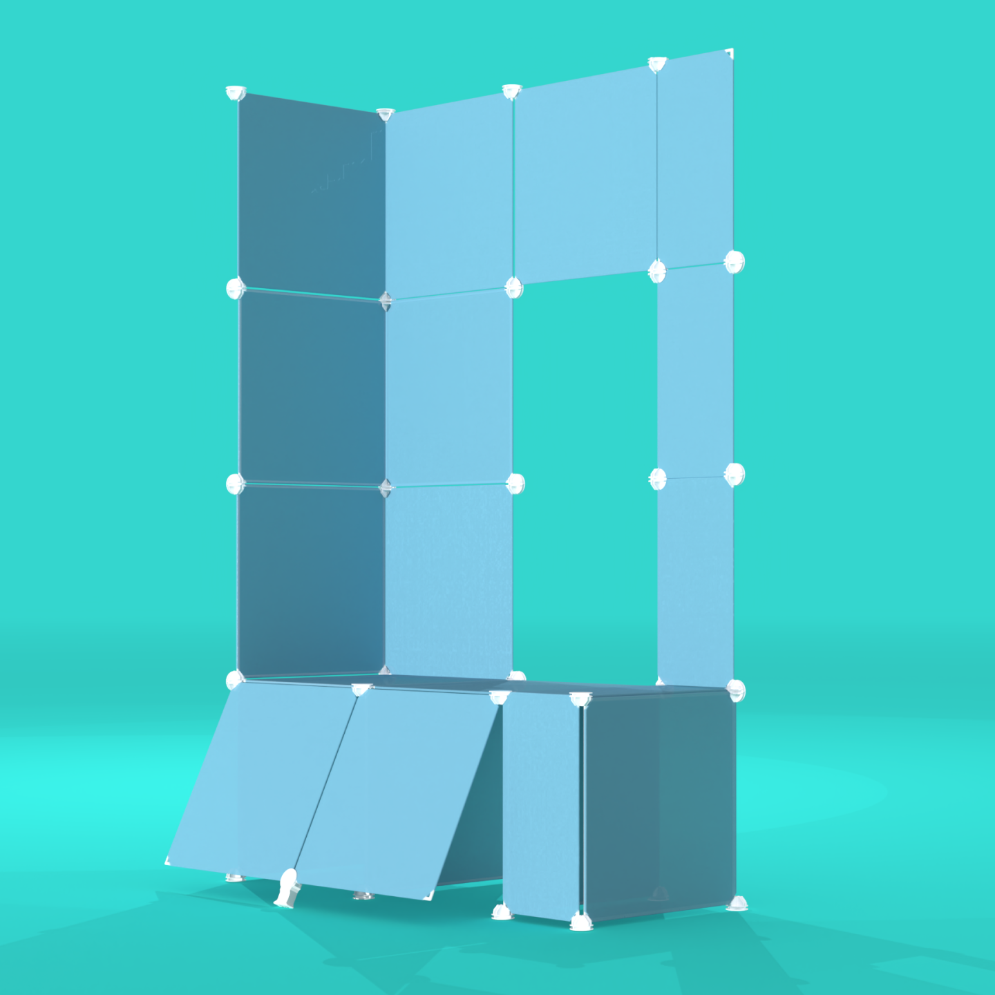 Blue Sky BOOF Frame Half from the front top right – compact grid panel display for artist booths.