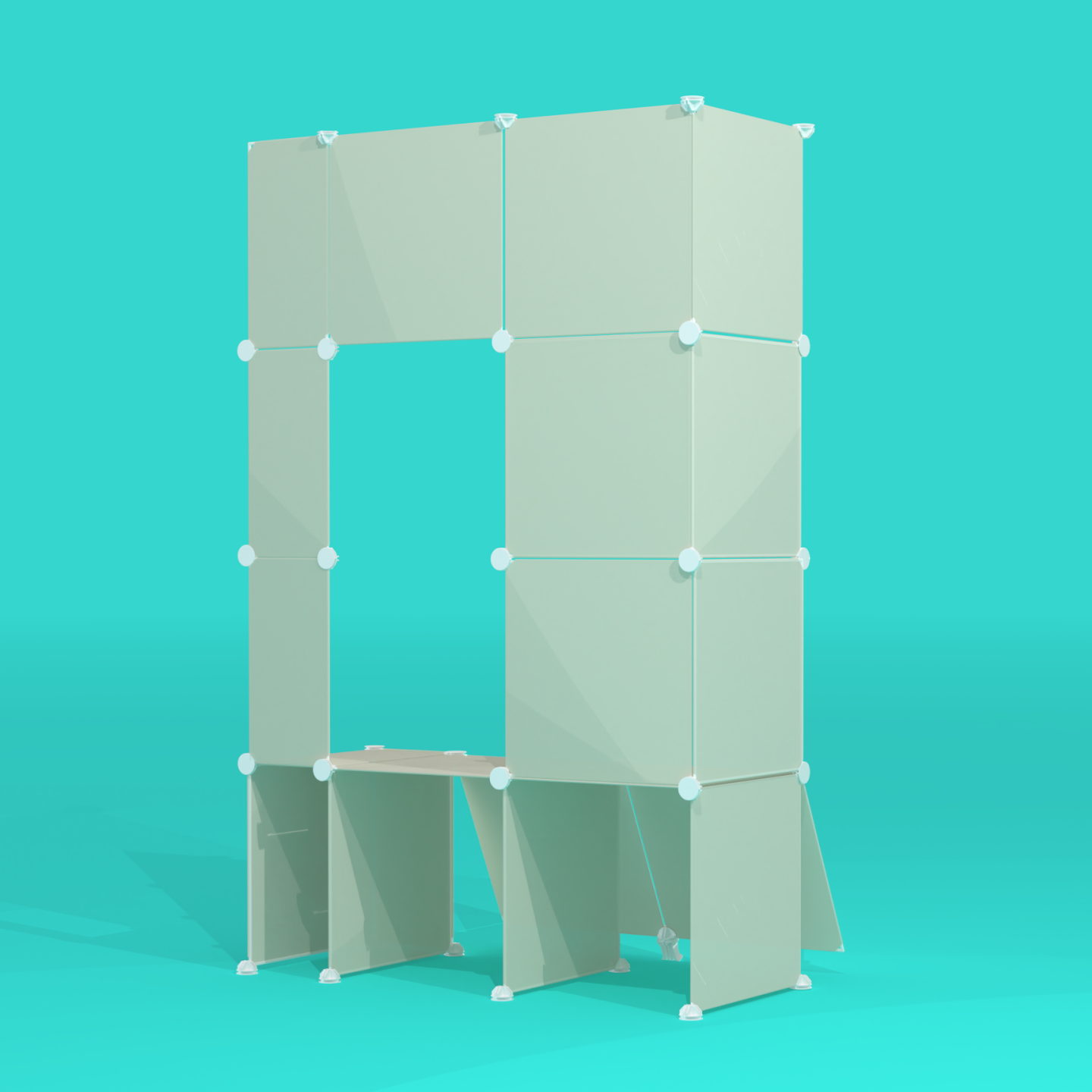 Ivory White BOOF Frame Half from the back – compact grid panel display for artist booths.