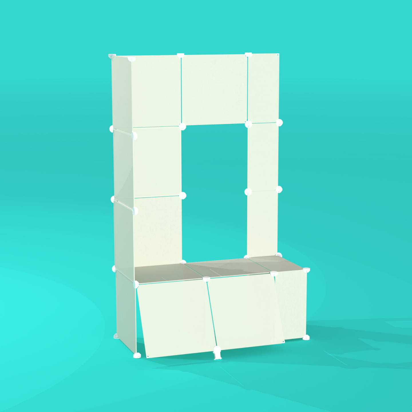 Ivory White BOOF Frame Half from the front top left – compact grid panel display for artist booths.