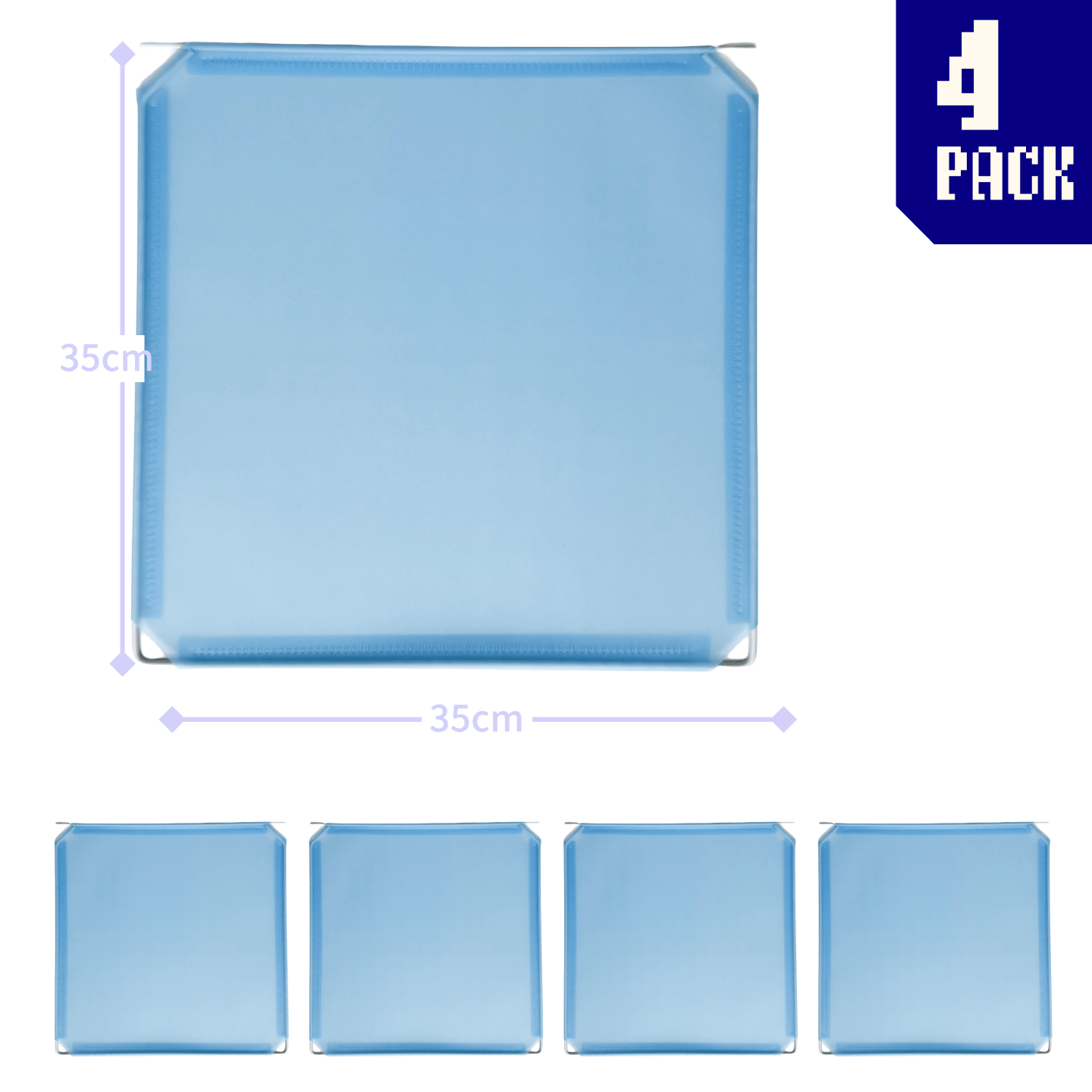 4 sleek blue sky square panels connected by hinges, forming a versatile modular display system for customizable artist booth configurations.