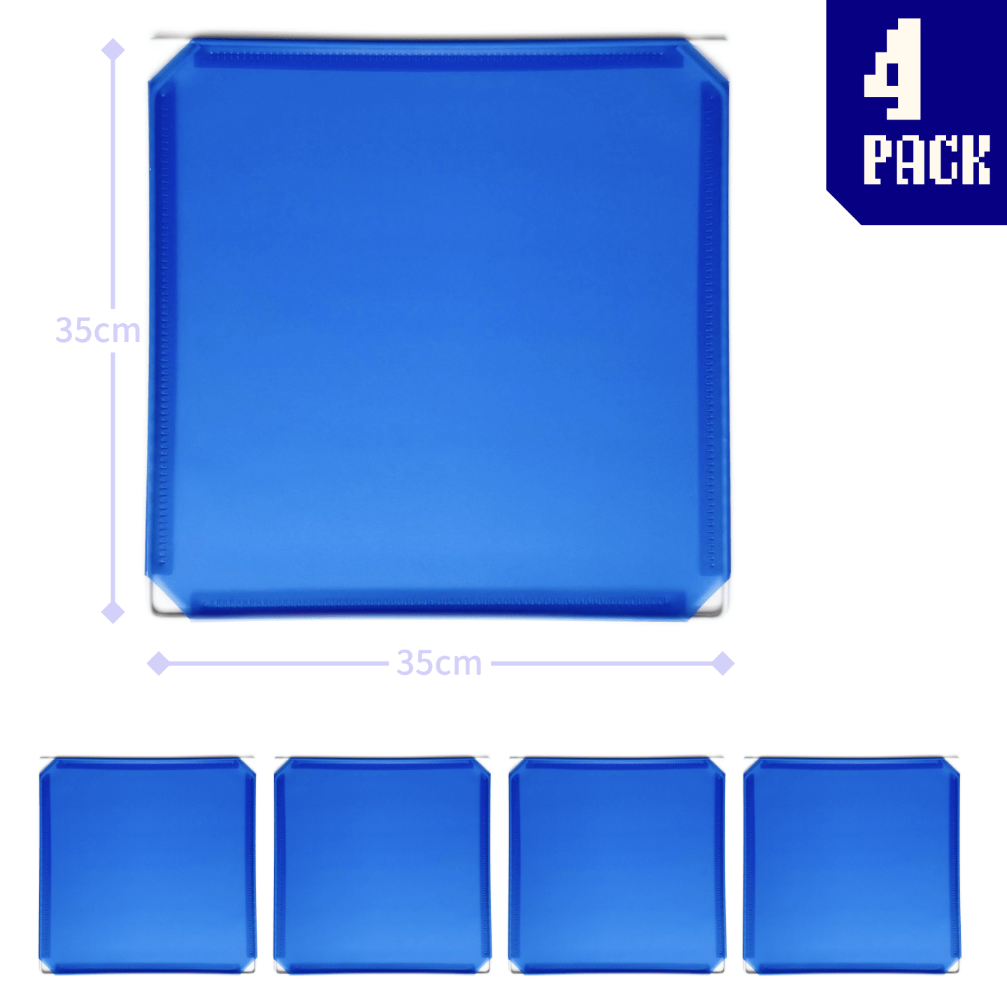 4 sleek cobalt blue square panels connected by hinges, forming a versatile modular display system for customizable artist booth configurations.