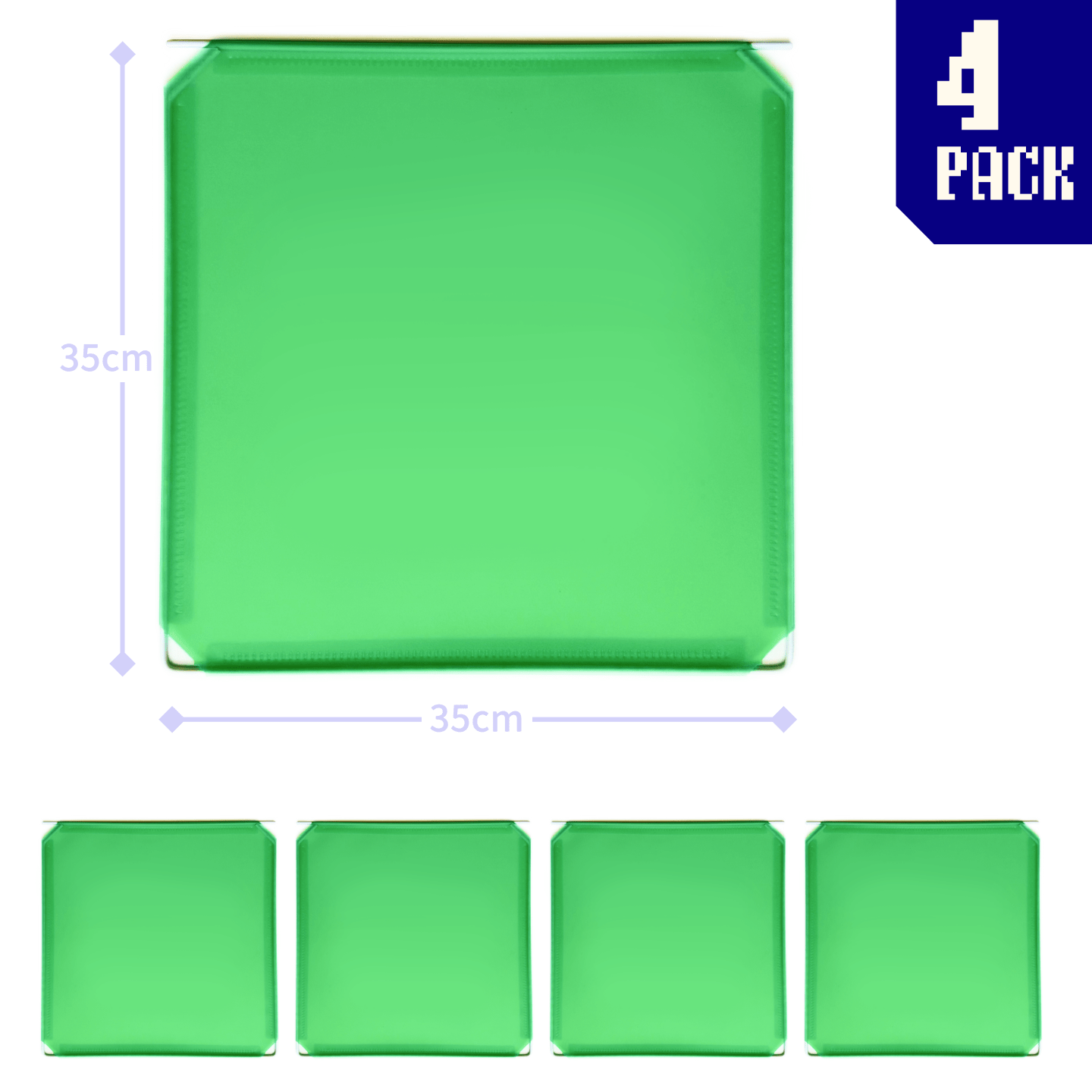 4 sleek emerald green square panels connected by hinges, forming a versatile modular display system for customizable artist booth configurations.