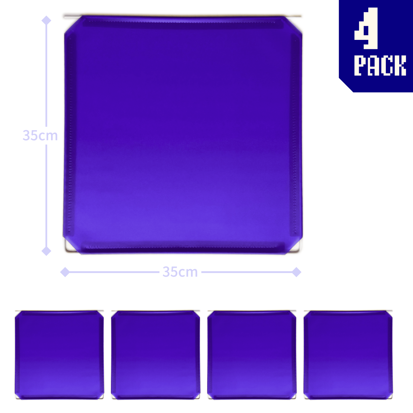 4 sleek indigo purple square panels connected by hinges, forming a versatile modular display system for customizable artist booth configurations.