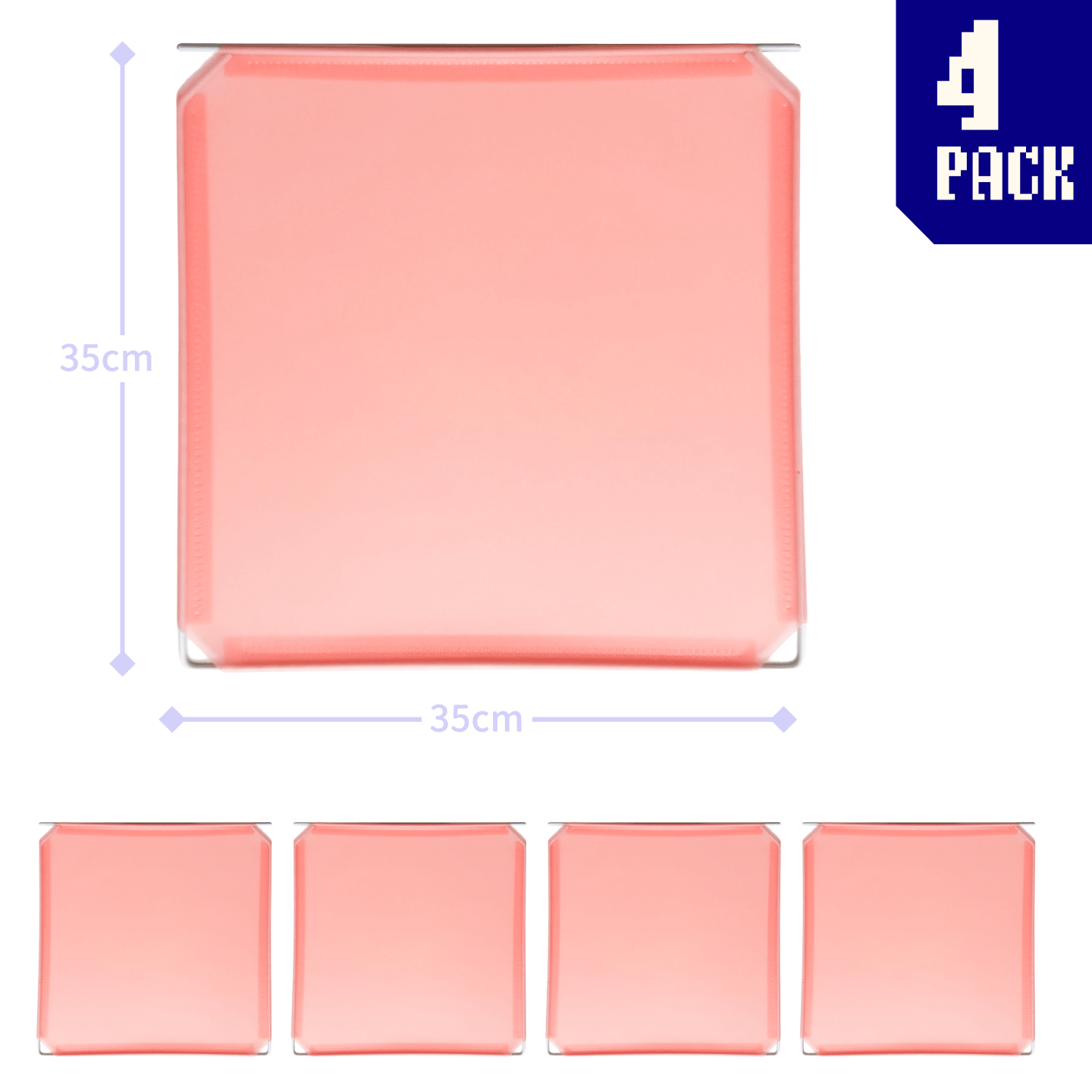 4 sleek salmon pink square panels connected by hinges, forming a versatile modular display system for customizable artist booth configurations.