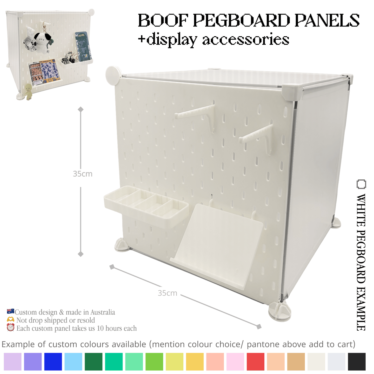 BOOF PANEL PEGBOARD & Display Accessories (custom made per order in Australia)
