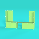 Front-right angle of BOOF Counter in Avocado Green set up for artist alley or convention booth display