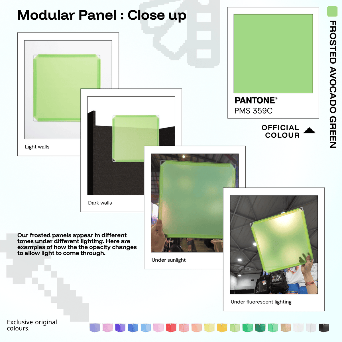 Shapeshift Base 46 Frosted Avocado Green (PMS 359C) modular panels shown in real life