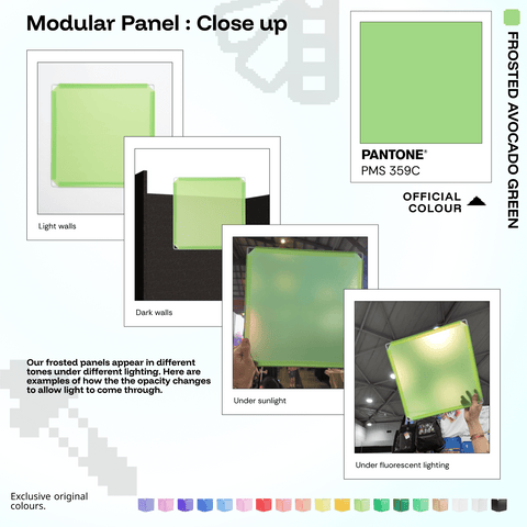 Shapeshift Base 46 Frosted Avocado Green (PMS 359C) modular panels shown in real life