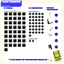 Fully Black Artist Alley booth bundle components shown laid out in a modular, lightweight, and flexible convention display setup.