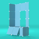 Blue Sky BOOF Frame Half from the front top right – compact grid panel display for artist booths.