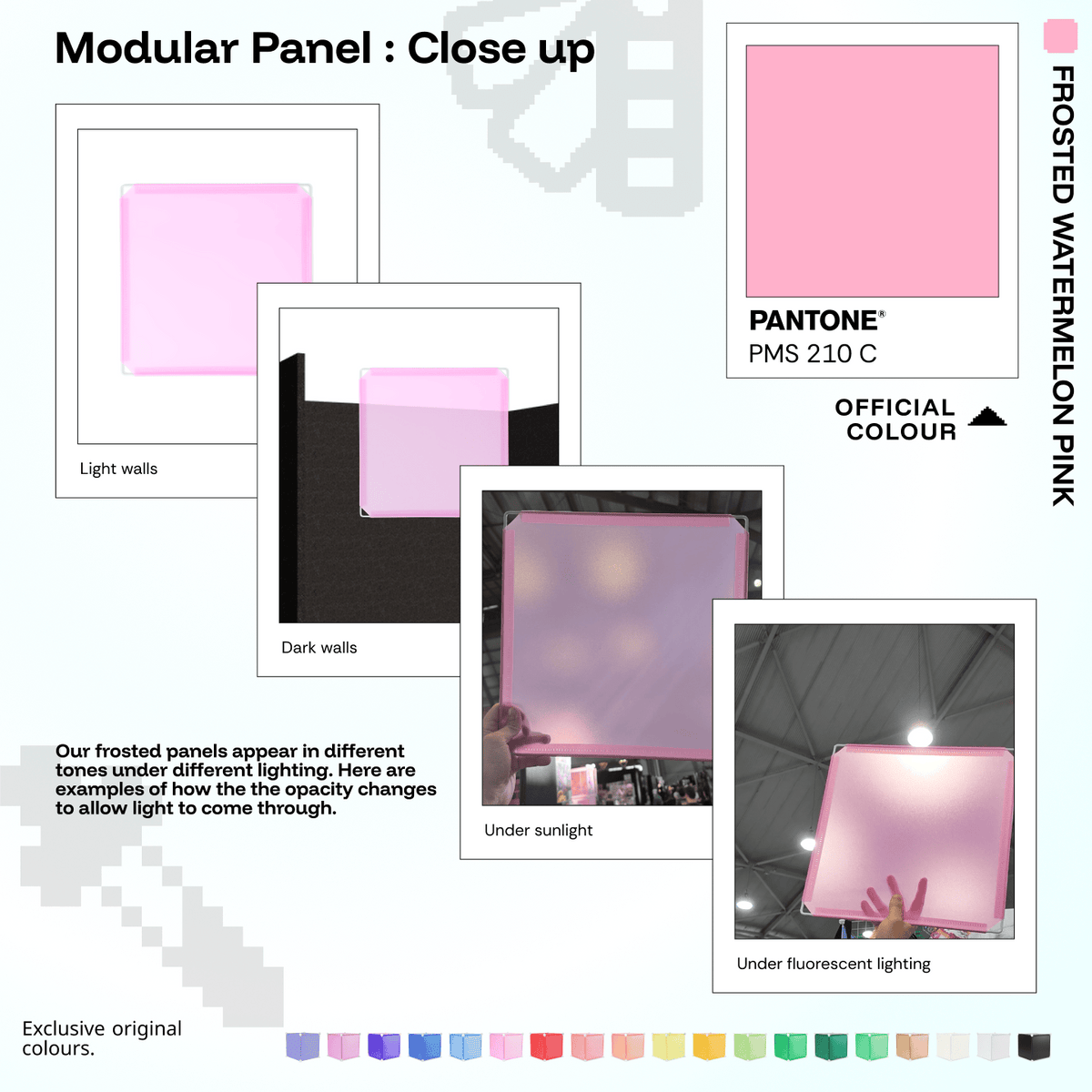 Shapeshift Base 46 Frosted Watermelon Pink (PMS 210 C) modular panels shown in real life