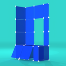 Cobalt Blue BOOF Frame Half from the front top right – compact grid panel display for artist booths.