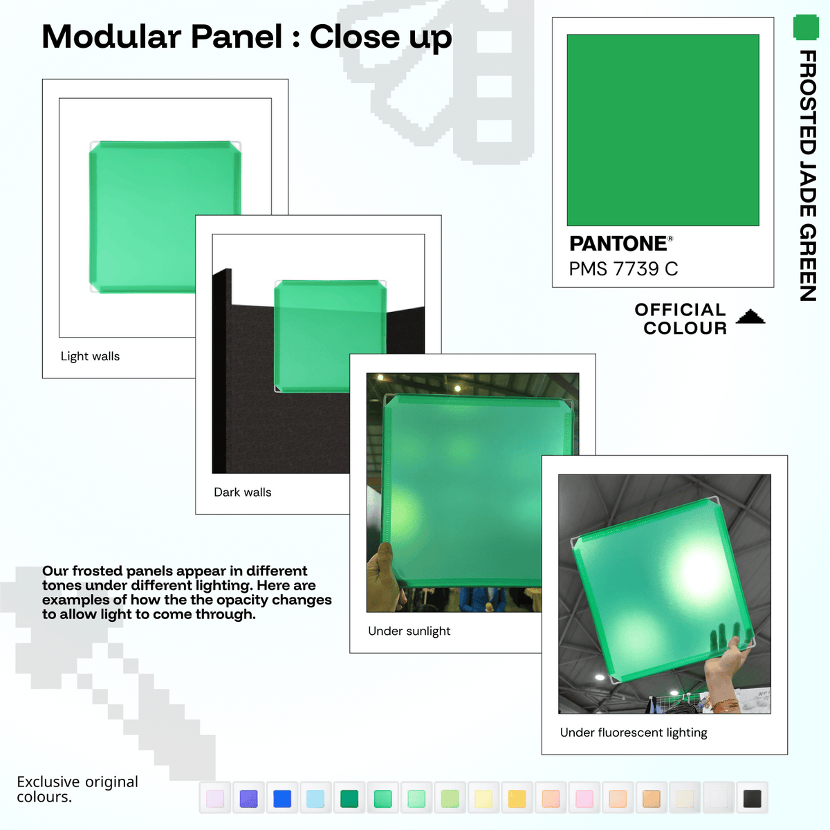 Shapeshift Base 46 Frosted Jade Green (PMS 7739 C) modular panels shown in real life