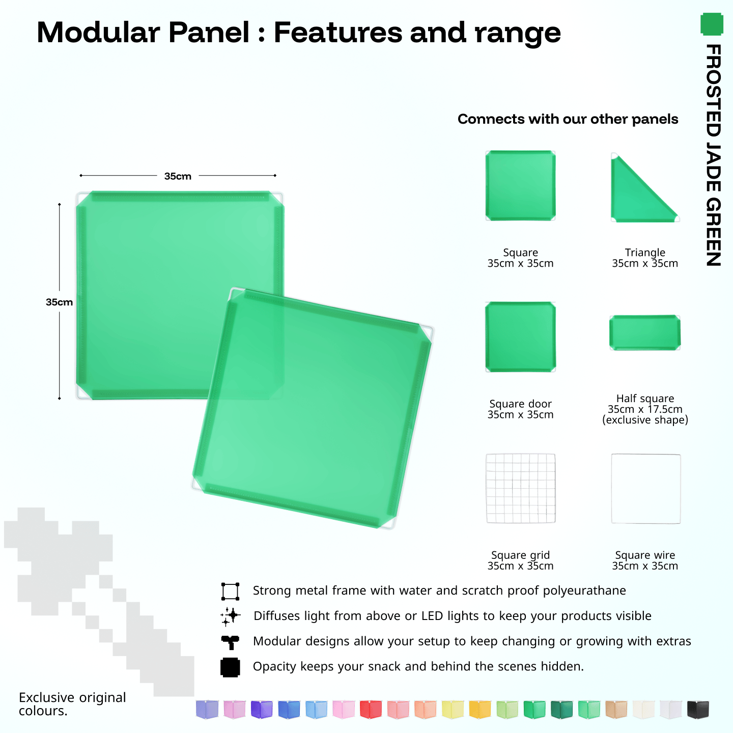 Shapeshift Base 46 Frosted Jade Green (PMS 7739 C) modular panel close-up features