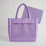 17 inch ITA tote bag in Puffy Purple with pin display pad and 5 pockets