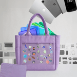 17 inch ITA tote bag in Puffy Purple with pin display pad and 5 pockets
