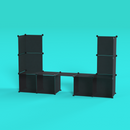 Front-right angle of BOOF Counter in Fully Black set up for artist alley or convention booth display
