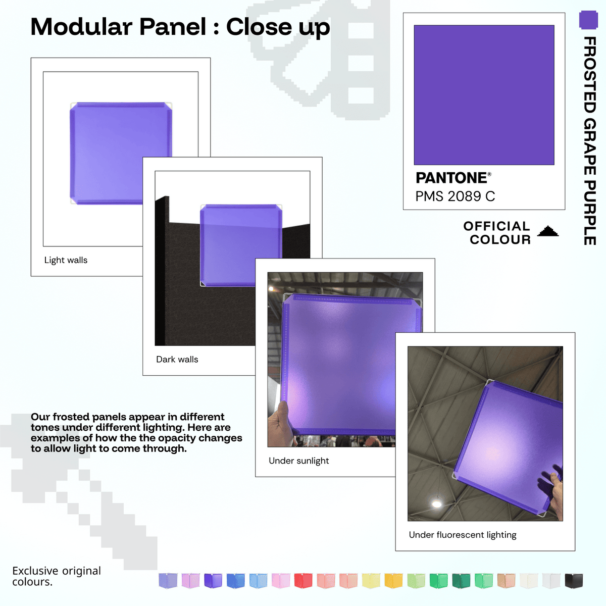 Shapeshift Base 46 Frosted Grape Purple (PMS 2089 C) modular panels shown in real life