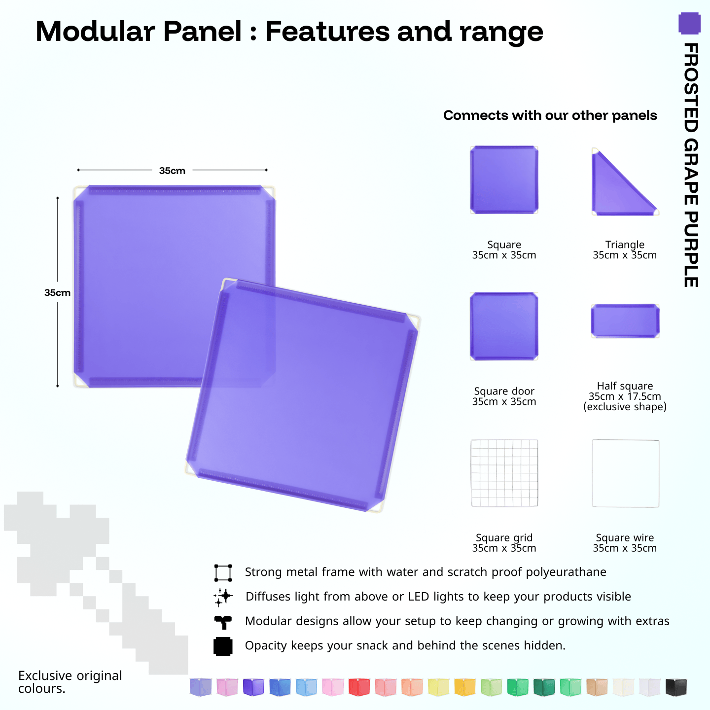 Shapeshift Base 46 Frosted Grape Purple (PMS 2089 C) modular panel close-up features