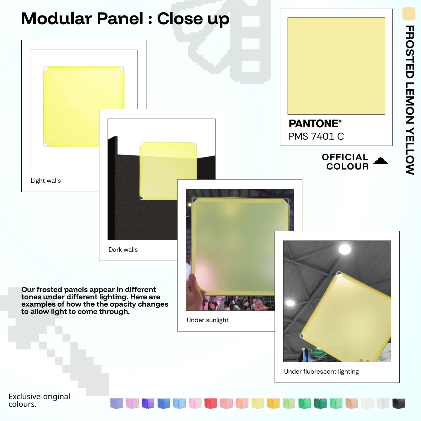 Shapeshift Base 46 Frosted Lemon Yellow (PMS 7401 C) modular panels shown in real life