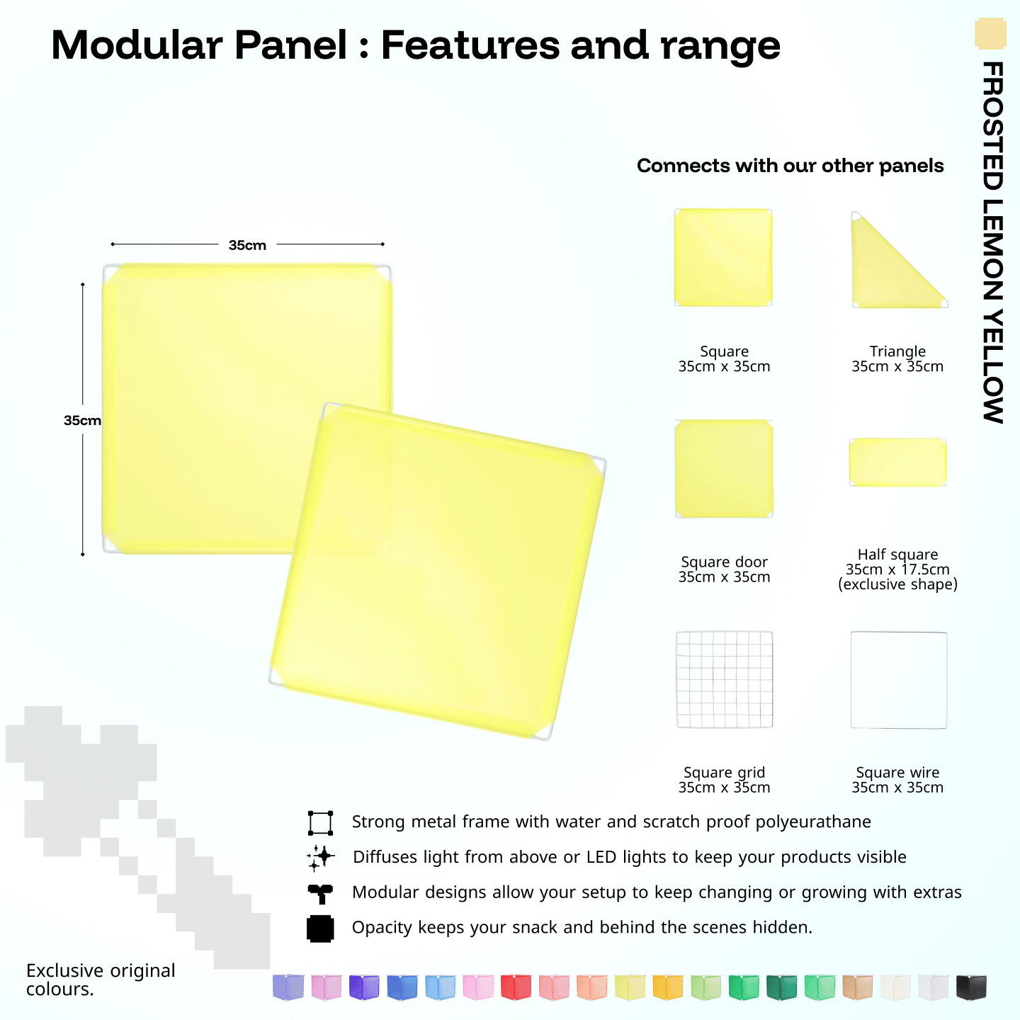 Shapeshift Base 46 Frosted Lemon Yellow (PMS 7401 C) modular panel close-up features