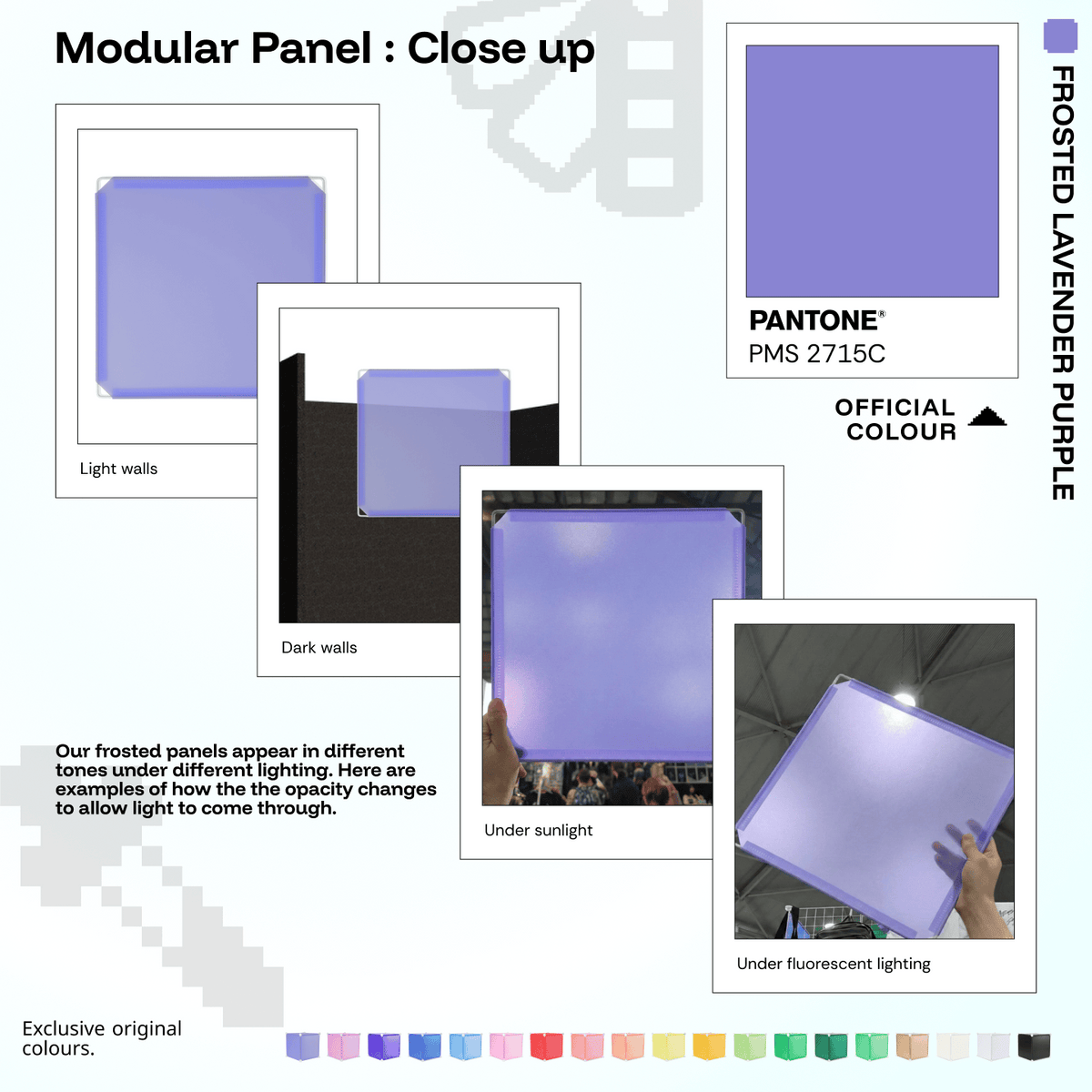 Shapeshift Base 46 Frosted Lavender Purple (PMS 2715 C) modular panels shown in real life
