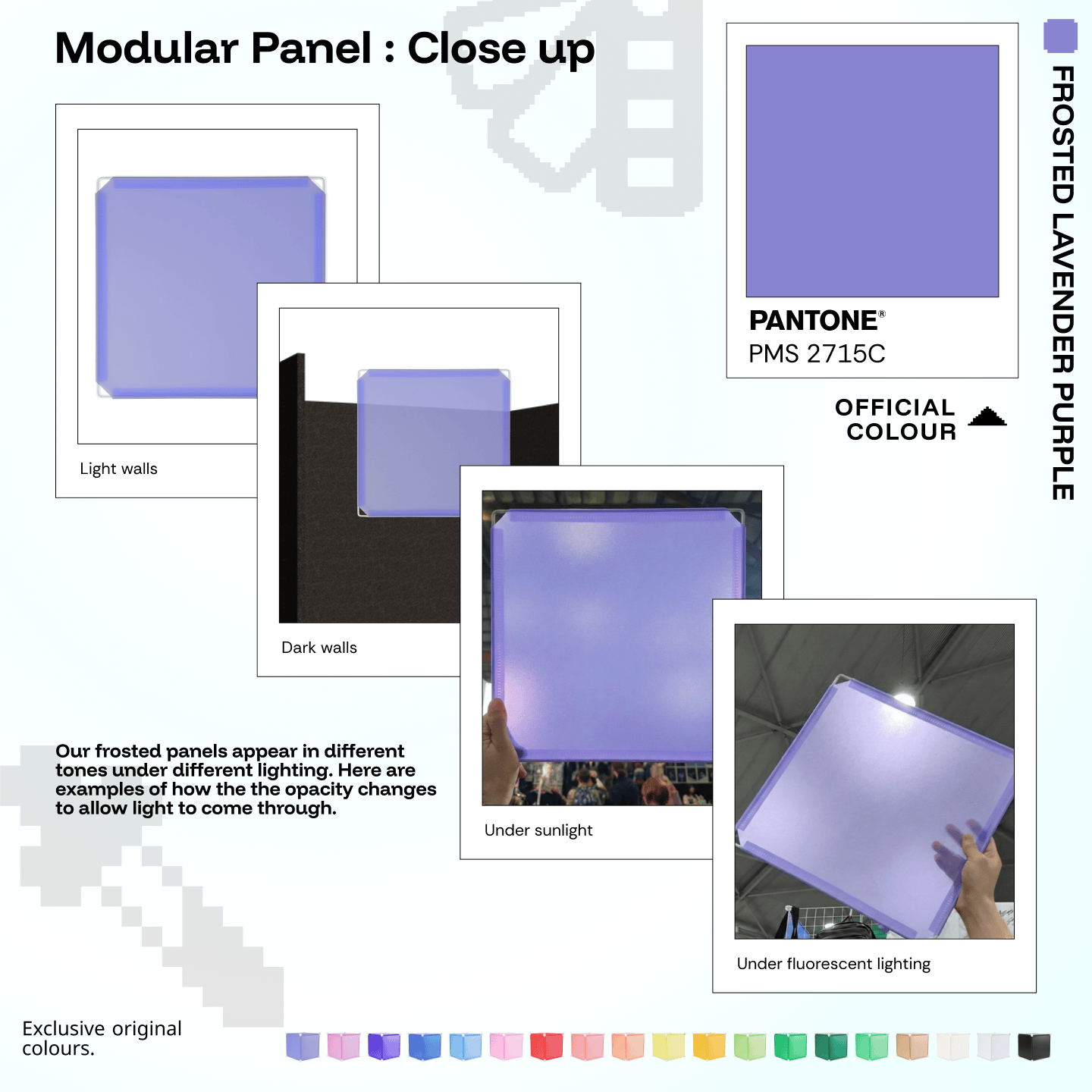 Shapeshift Base 46 Frosted Lavender Purple (PMS 2715 C) modular panels shown in real life