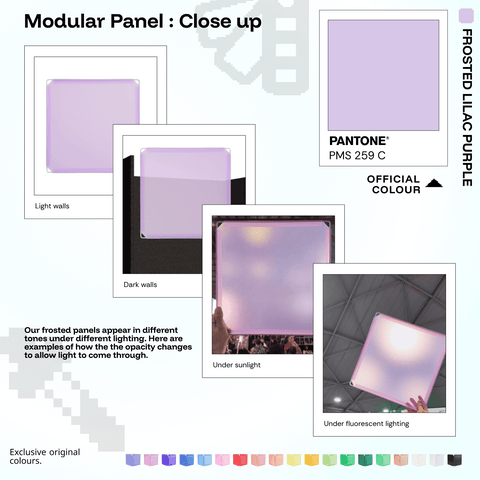 Shapeshift Base 46 Frosted Lilac Purple (PMS 263 C) modular panels shown in real life