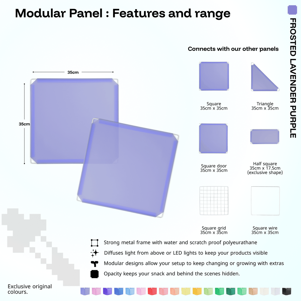 Shapeshift Base 46 Frosted Lavender Purple (PMS 2715 C) modular panel close-up features