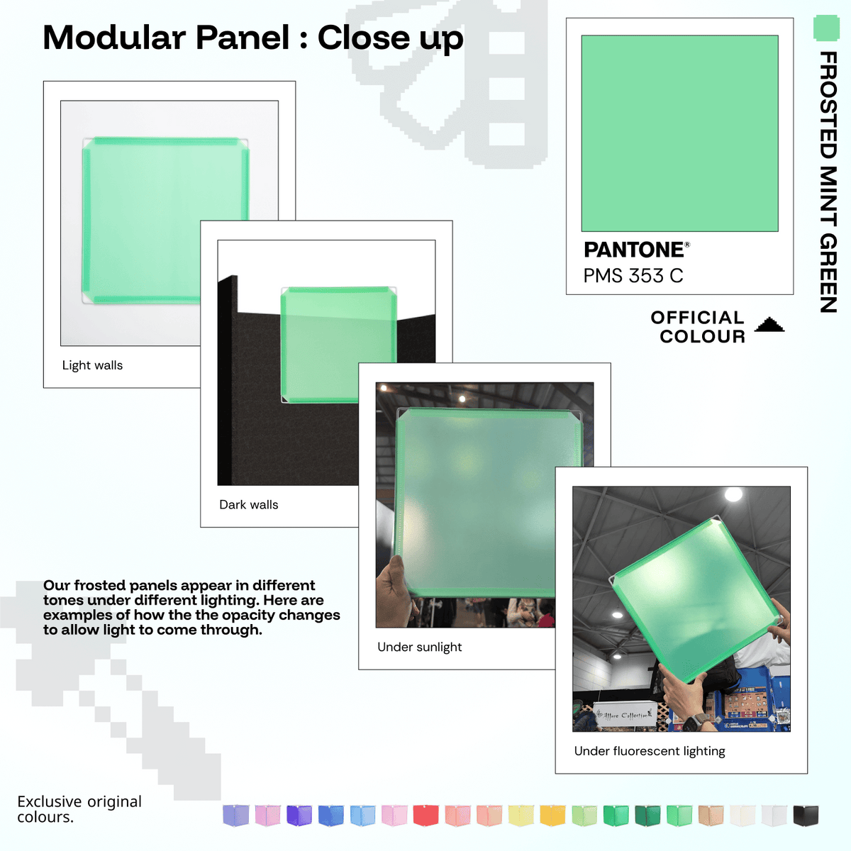 Shapeshift Base 46 Frosted Mint Green (PMS 353 C) modular panels shown in real life