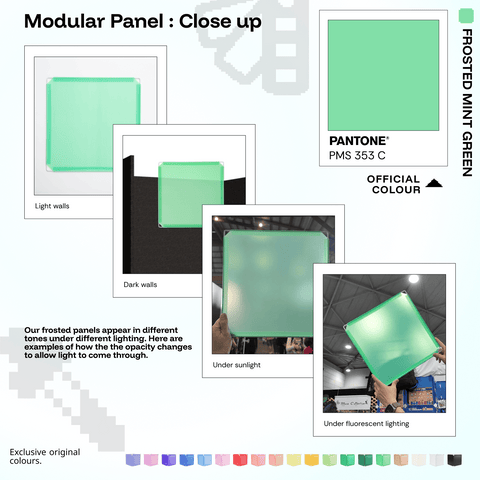 Shapeshift Base 46 Frosted Mint Green (PMS 353 C) modular panels shown in real life