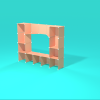 Lightweight, stackable grid panels with adjustable shelving for artist exhibits
