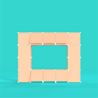Compact exhibition stall setup for illustrators and designers, featuring modular wire grid panels, reusable connectors, and customizable display options for conventions