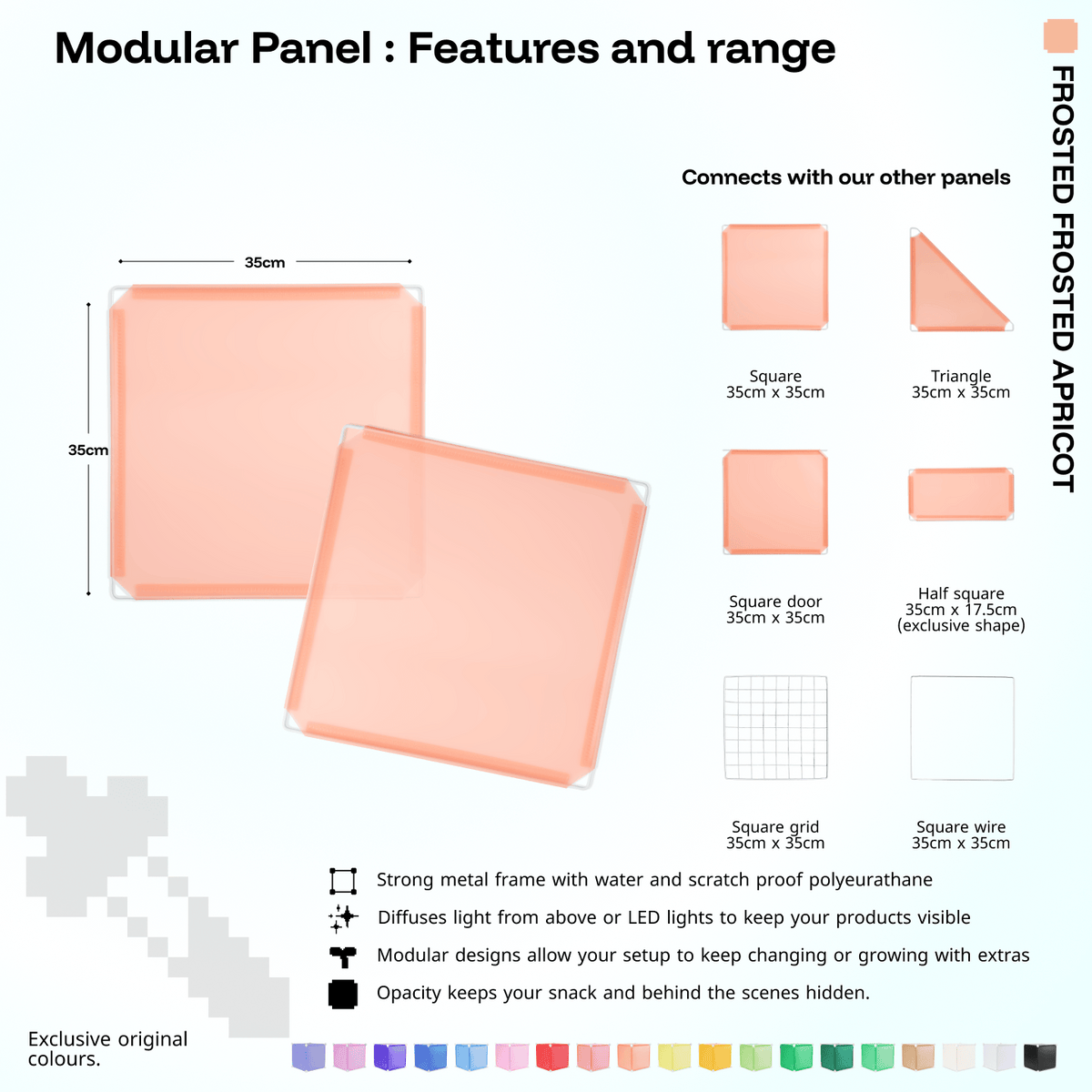 Shapeshift Base 46 Frosted Apricot (PMS 169C) modular panel close-up features