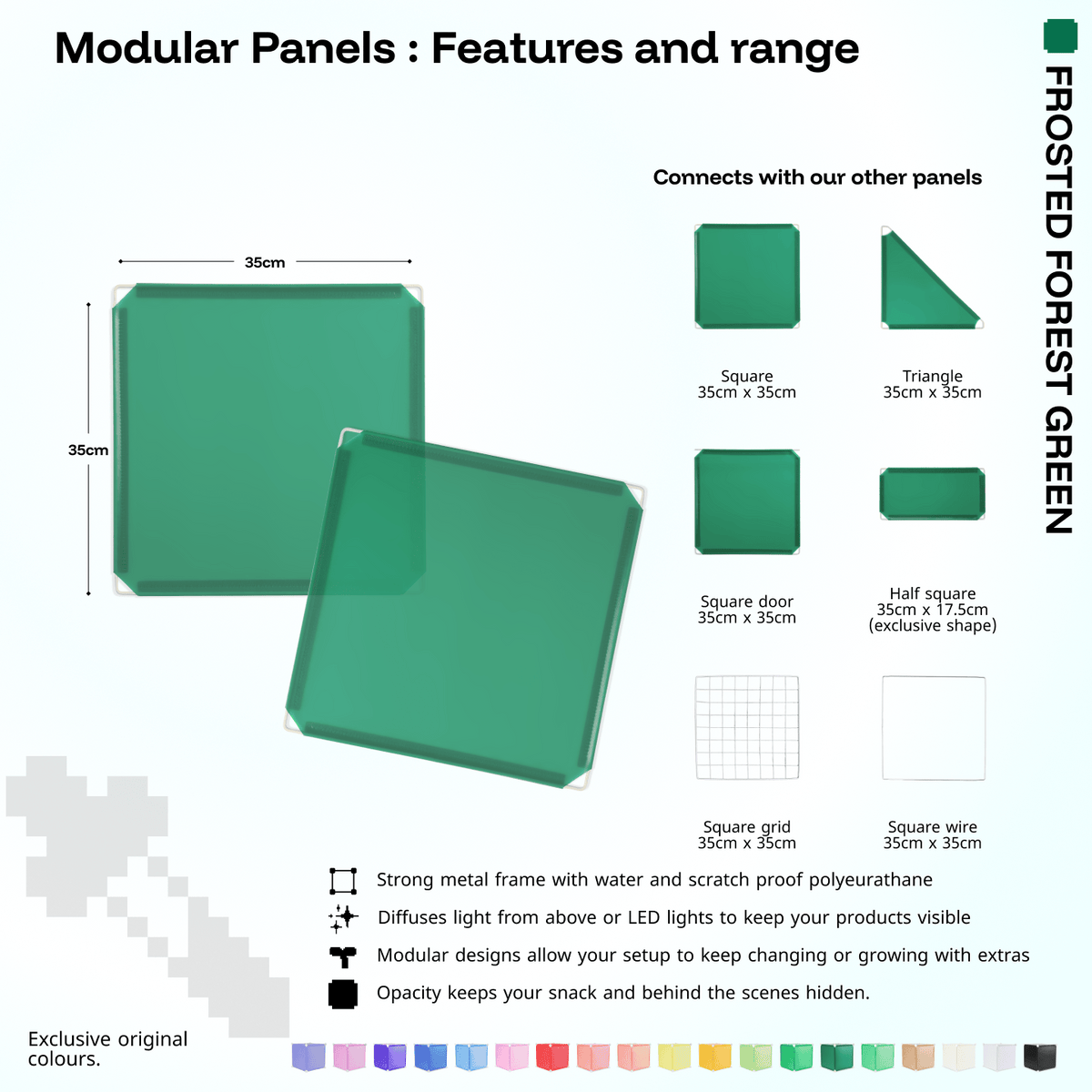 Shapeshift Base 46 Frosted Forest Green (PMS 3415 C) modular panel close-up features