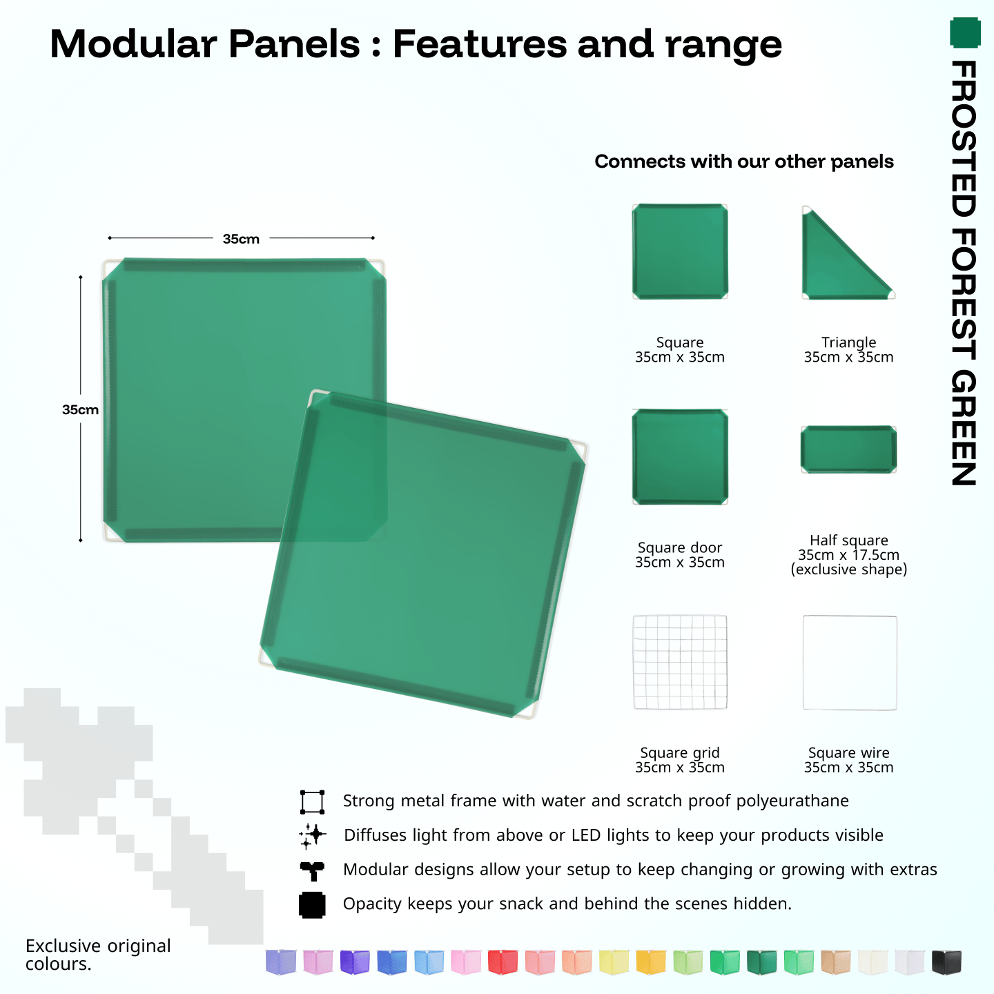 Shapeshift Base 46 Frosted Forest Green (PMS 3415 C) modular panel close-up features