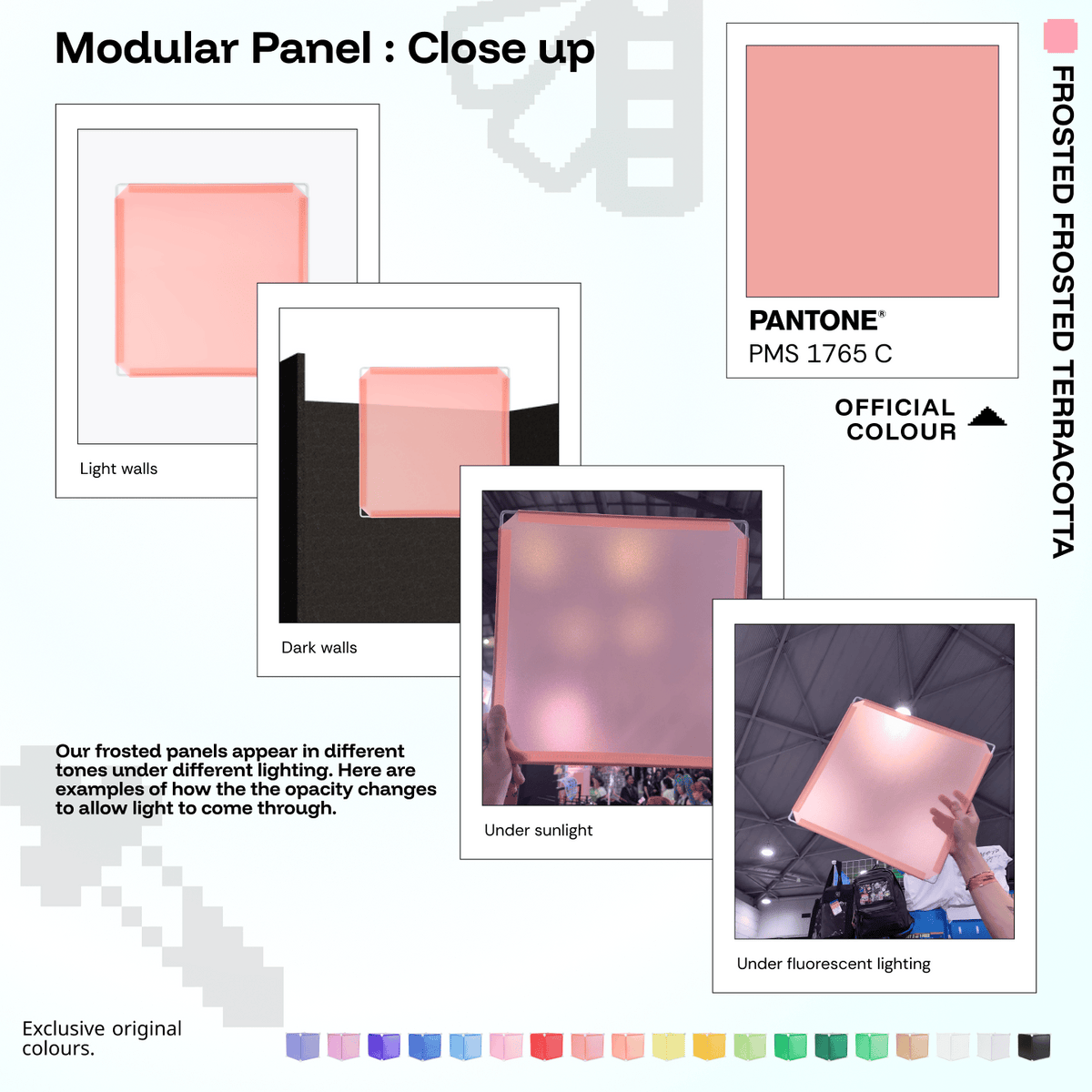 Shapeshift Base 46 Frosted Terracotta (PMS 1765 C) modular panels shown in real life