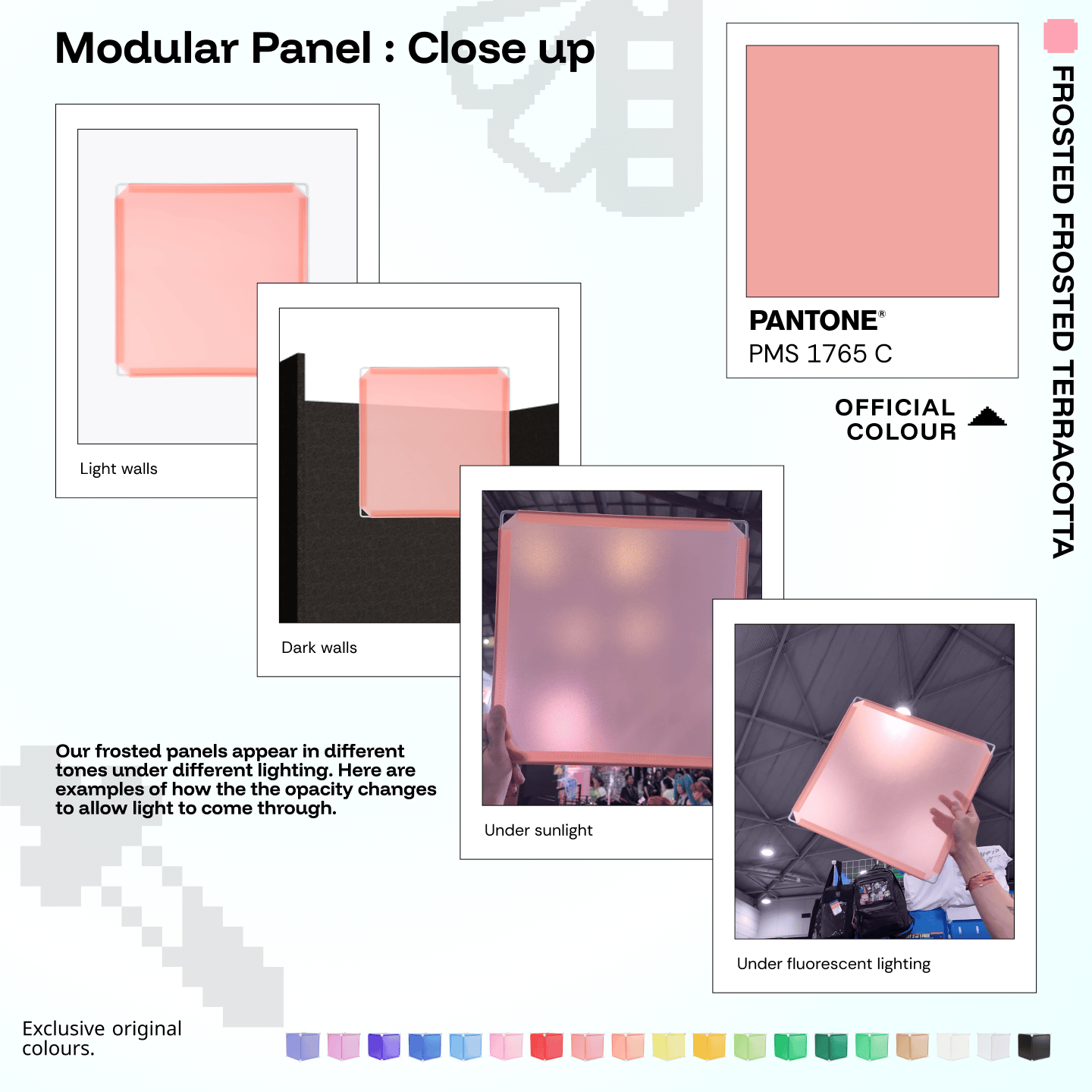 Shapeshift Base 46 Frosted Terracotta (PMS 1765 C) modular panels shown in real life