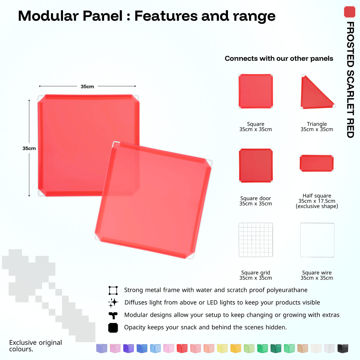 Shapeshift Base 46 Frosted Scarlet Red (PMS 032 C) modular panel close-up features