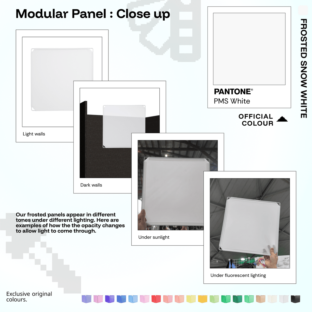 Shapeshift Base 46 Frosted Snow White (PMS White) modular panels shown in real life