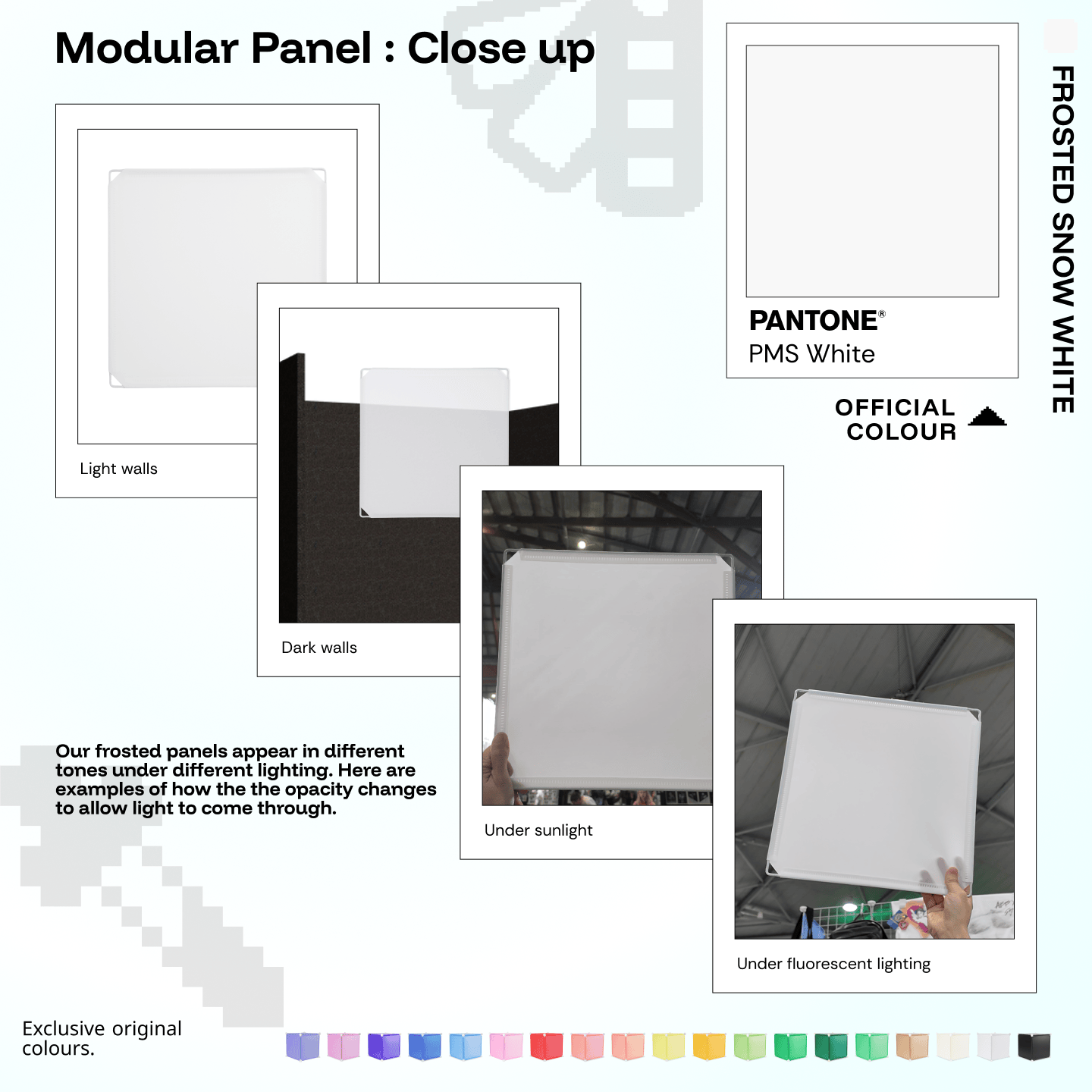 Shapeshift Base 46 Frosted Snow White (PMS White) modular panels shown in real life