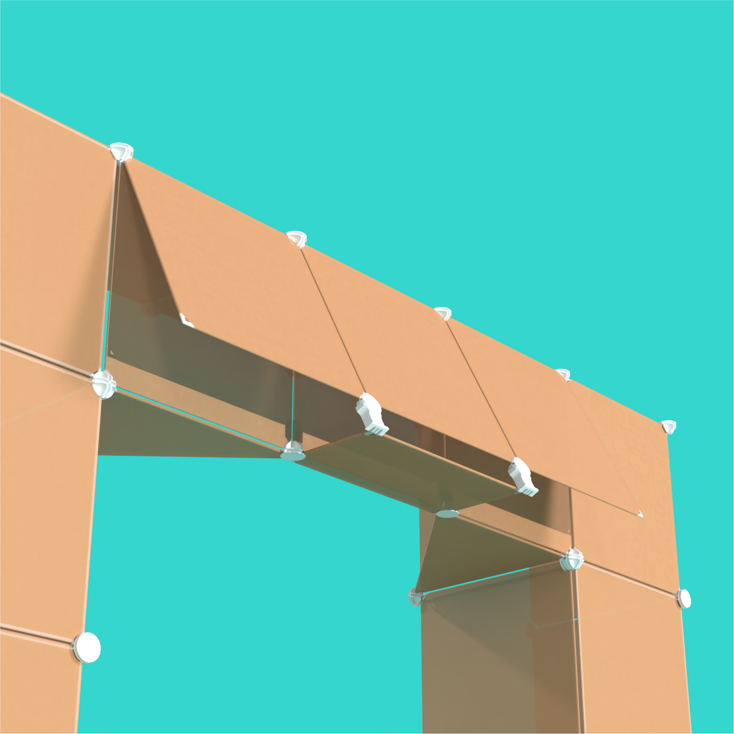 Event kiosk designed for creative professionals, featuring modular wire grid panels, reusable connectors, and customizable display options for conventions