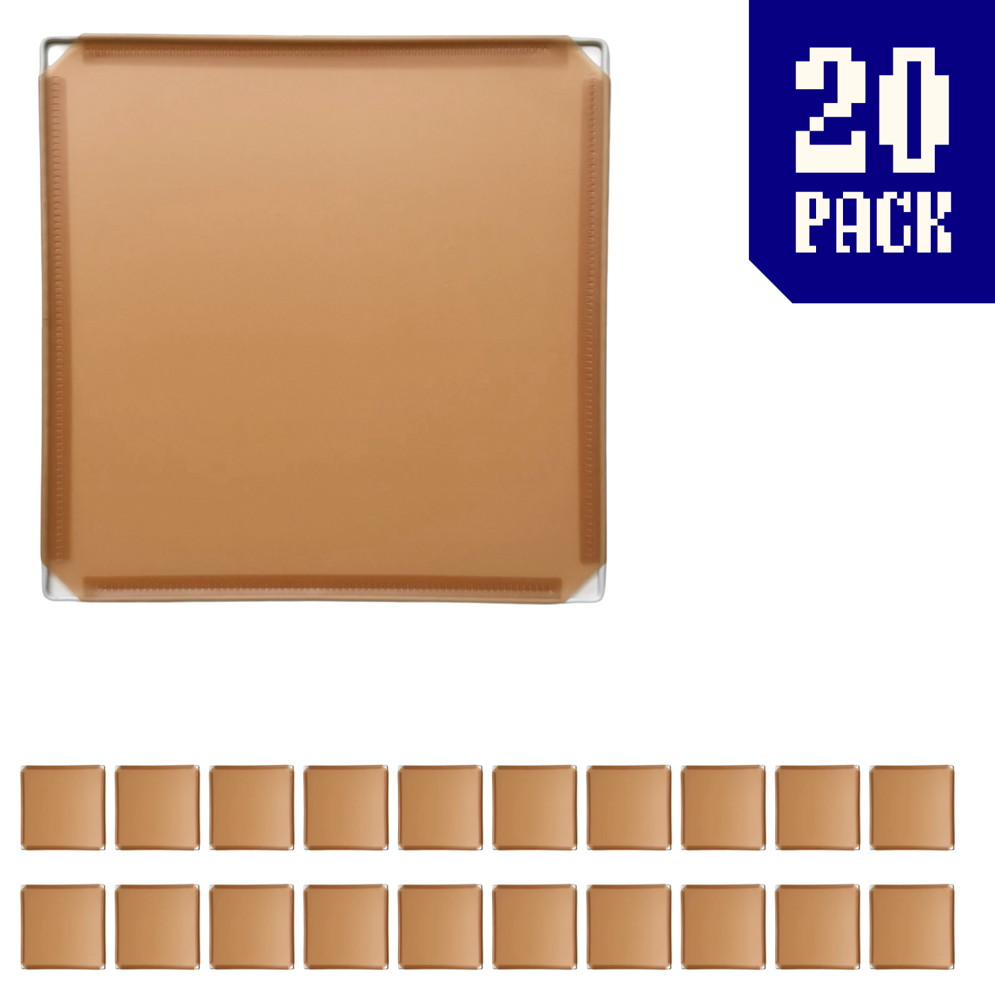 Square Panel (35x35cm) - Frosted Tan Brown - 20 Multipack