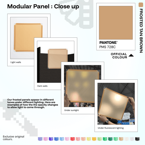 Shapeshift Base 46 Frosted Tan Brown (PMS 728C) modular panels shown in real life