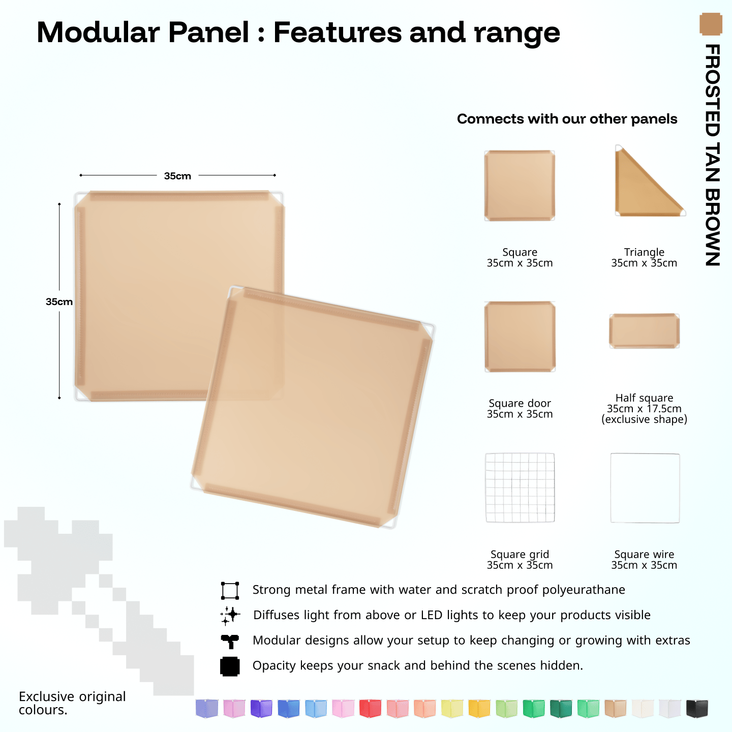 Shapeshift Base 46 Frosted Tan Brown (PMS 728C) modular panel close-up features