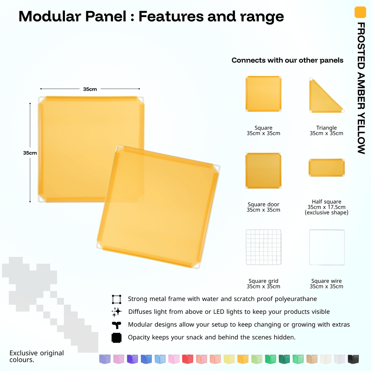 Shapeshift Base 46 Frosted Amber Yellow (PMS 1235 C) modular panel close-up features
