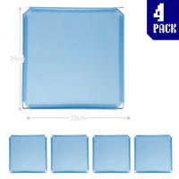 4 sleek blue sky square panels connected by hinges, forming a versatile modular display system for customizable artist booth configurations.