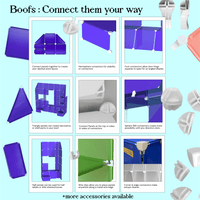 A vibrant array of colorful panels and versatile connectors, demonstrating the endless possibilities for connecting them to create unique and imaginative displays with Boofs.