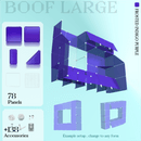 Set of frosted indigo-purple building panels, including 78 panels and 138 accessories, with example setups shown.