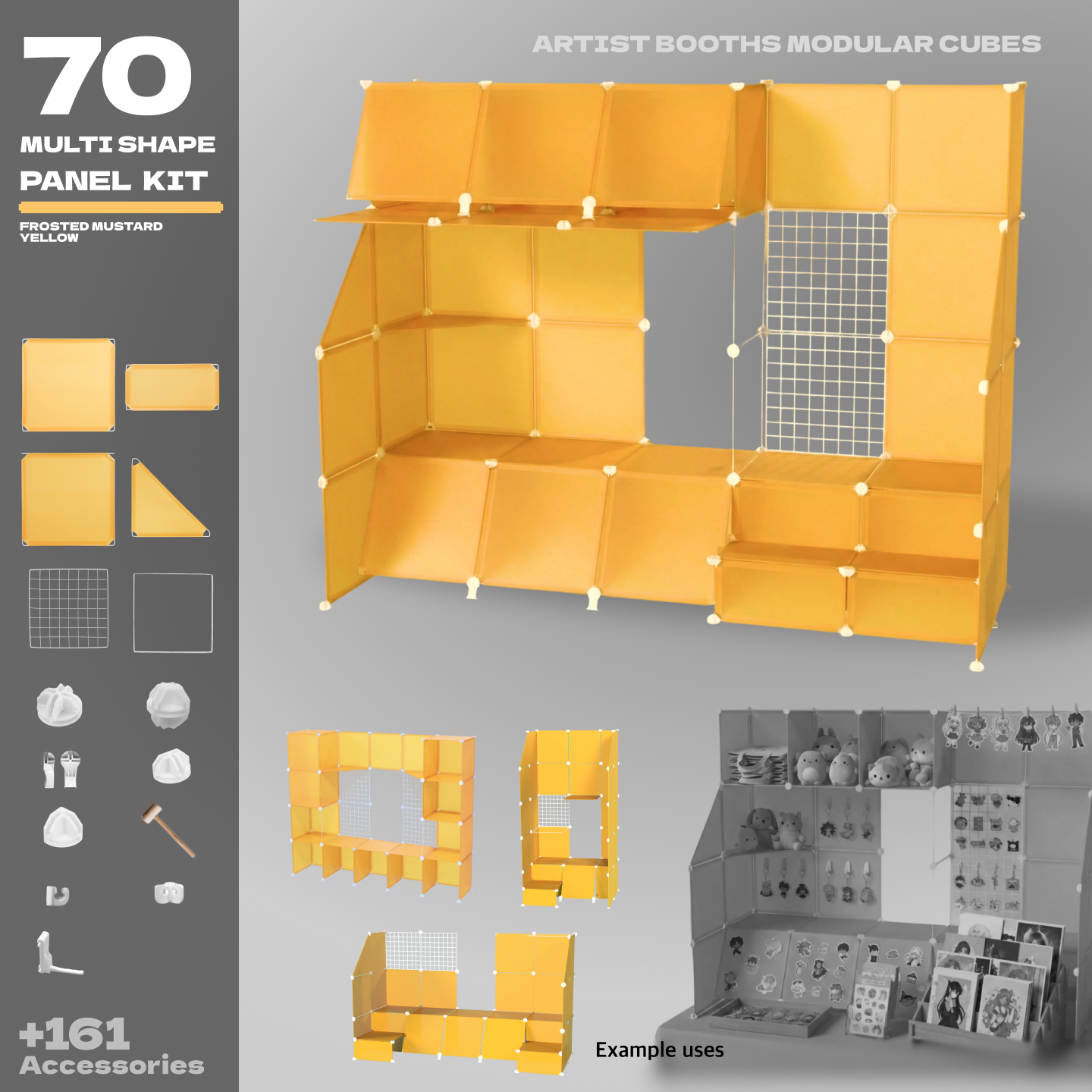 Huge BOOF building kit: 78 bright yellow panels, 138 accessories for endless, amazing setups!